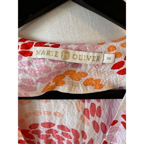 Marie Oliver Colorful Silk Ruffle Wrap Retta Dress Size XSmall - Picture 4 of 10